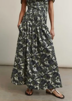 Aster Print High-Waisted Maxi Skirt