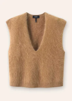 Brushed Cashmere V Neck Cropped Vest