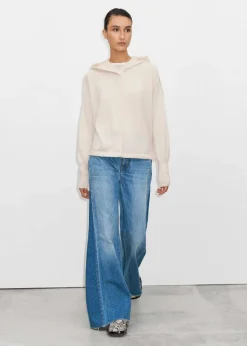 Cashmere Drop Shoulder Box Crop Hoody
