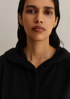 Cashmere Drop Shoulder Box Crop Hoody