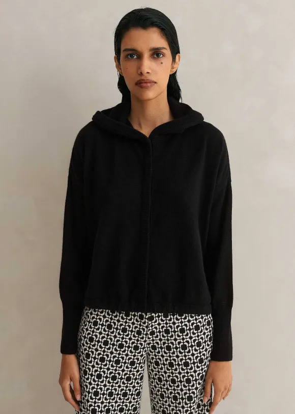 Cashmere Drop Shoulder Box Crop Hoody