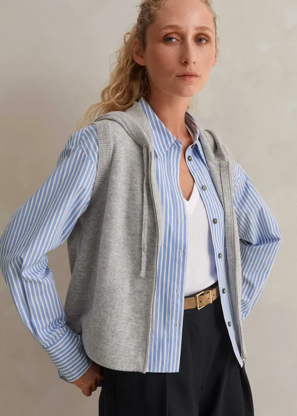 Cashmere Sleeveless Relaxed Zip Hoody