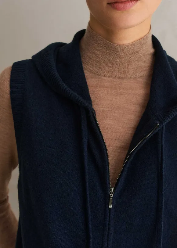 Cashmere Sleeveless Relaxed Zip Hoody