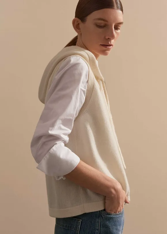 Cashmere Sleeveless Relaxed Zip Hoody