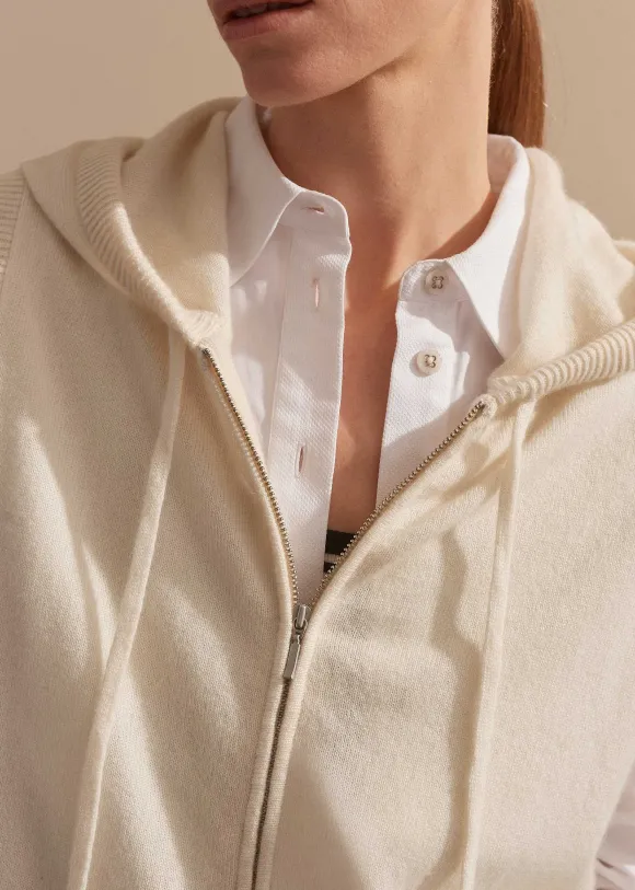 Cashmere Sleeveless Relaxed Zip Hoody