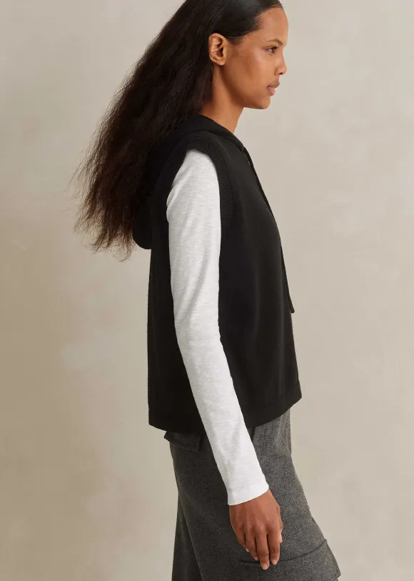 Cashmere Sleeveless Relaxed Zip Hoody