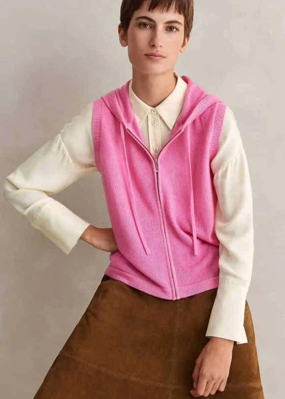 Cashmere Sleeveless Relaxed Zip Hoody