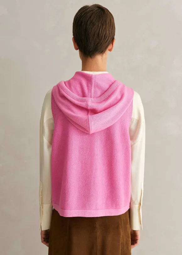 Cashmere Sleeveless Relaxed Zip Hoody