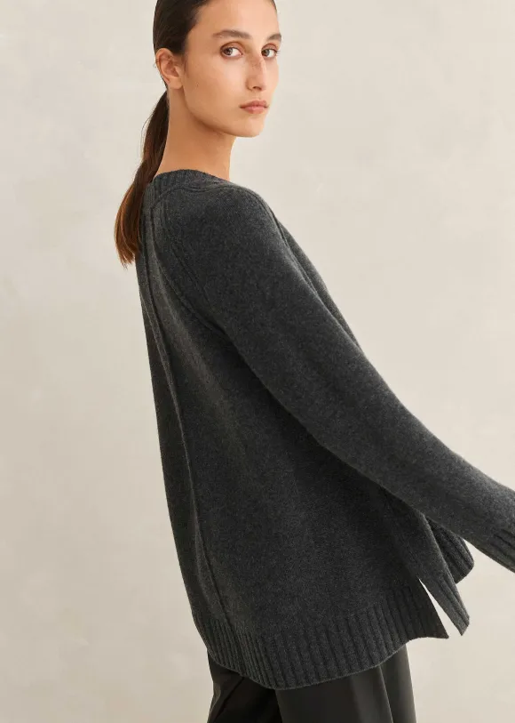 Cashmere-Blend Swing Cardigan