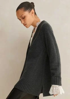 Cashmere-Blend Swing Cardigan