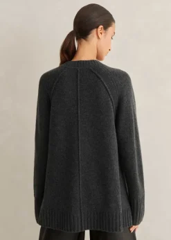 Cashmere-Blend Swing Cardigan