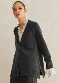 Cashmere-Blend Swing Cardigan