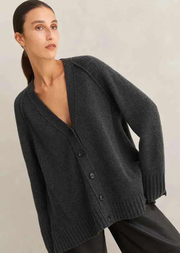 Cashmere-Blend Swing Cardigan