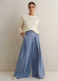 Chambray Tailoring Super Wide-Leg Trouser