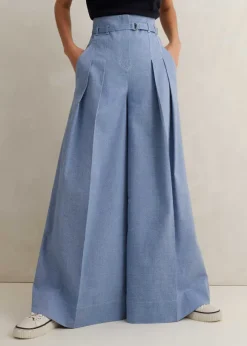 Chambray Tailoring Super Wide-Leg Trouser