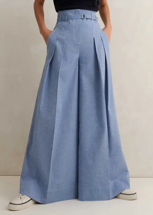 Chambray Tailoring Super Wide-Leg Trouser