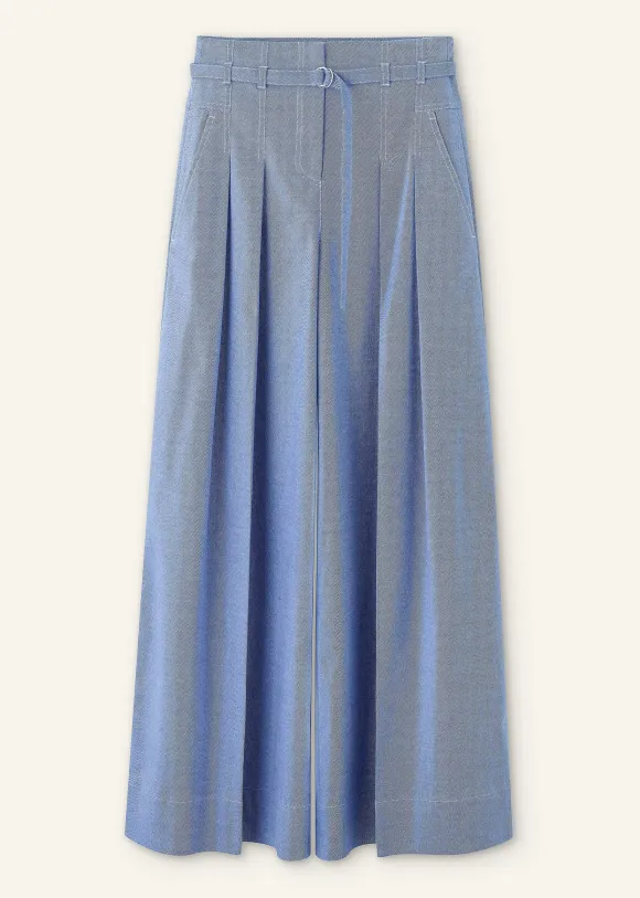 Chambray Tailoring Super Wide-Leg Trouser