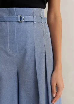 Chambray Tailoring Super Wide-Leg Trouser