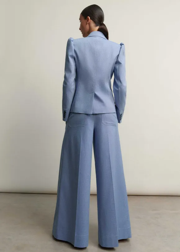 Chambray Tailoring Wide-Leg Trouser Suit