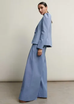 Chambray Tailoring Wide-Leg Trouser Suit