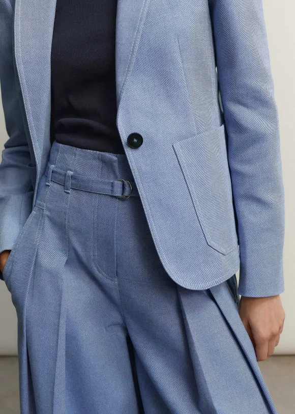 Chambray Tailoring Wide-Leg Trouser Suit