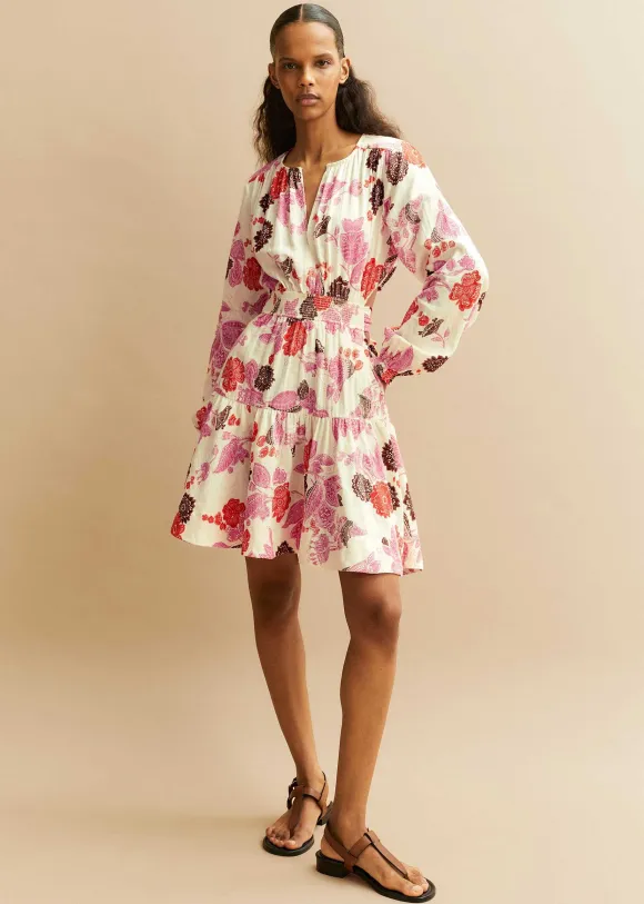 Cheesecloth Bali Print Fit And Flare Dress