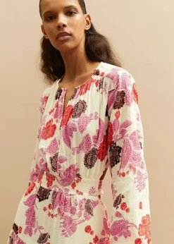 Cheesecloth Bali Print Full-Length Dress