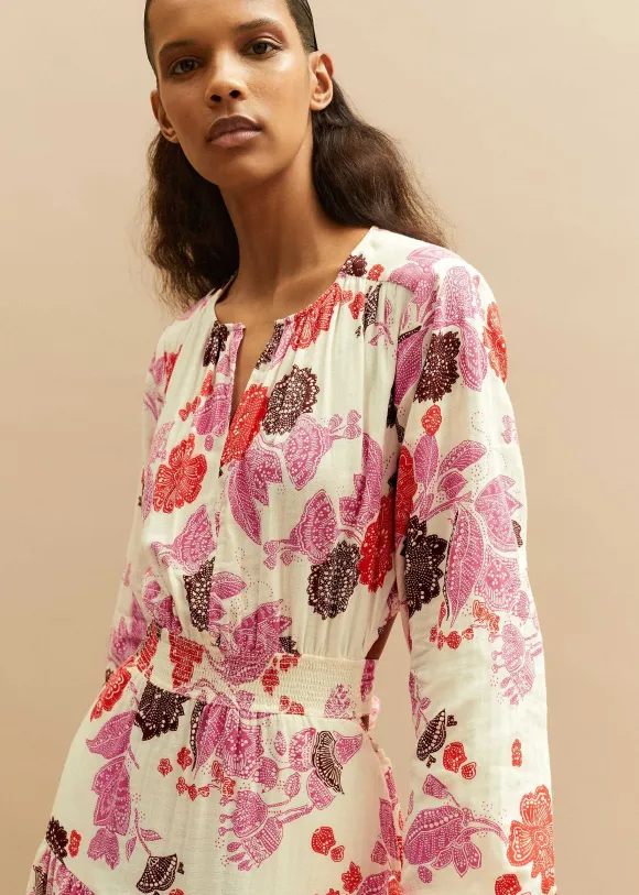Cheesecloth Bali Print Full-Length Dress