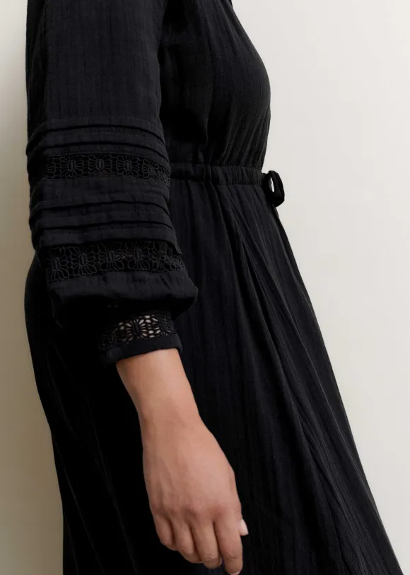 Cheesecloth Drawstring Maxi Dress