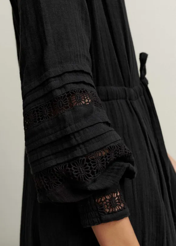Cheesecloth Drawstring Maxi Dress