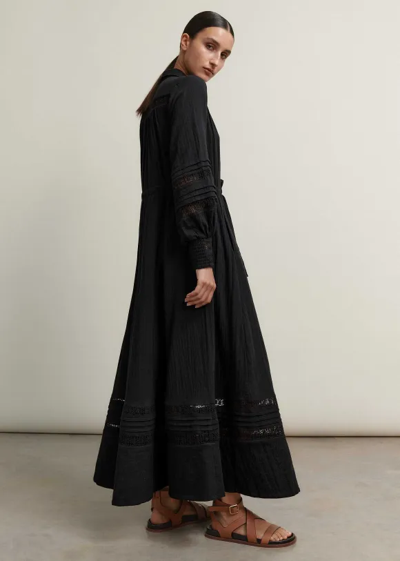 Cheesecloth Drawstring Maxi Dress