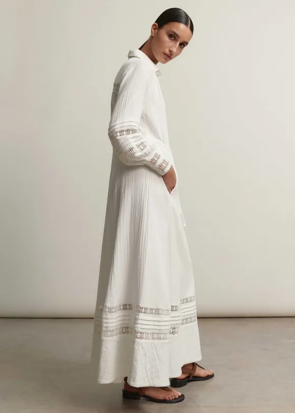 Cheesecloth Drawstring Maxi Dress