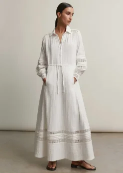 Cheesecloth Drawstring Maxi Dress
