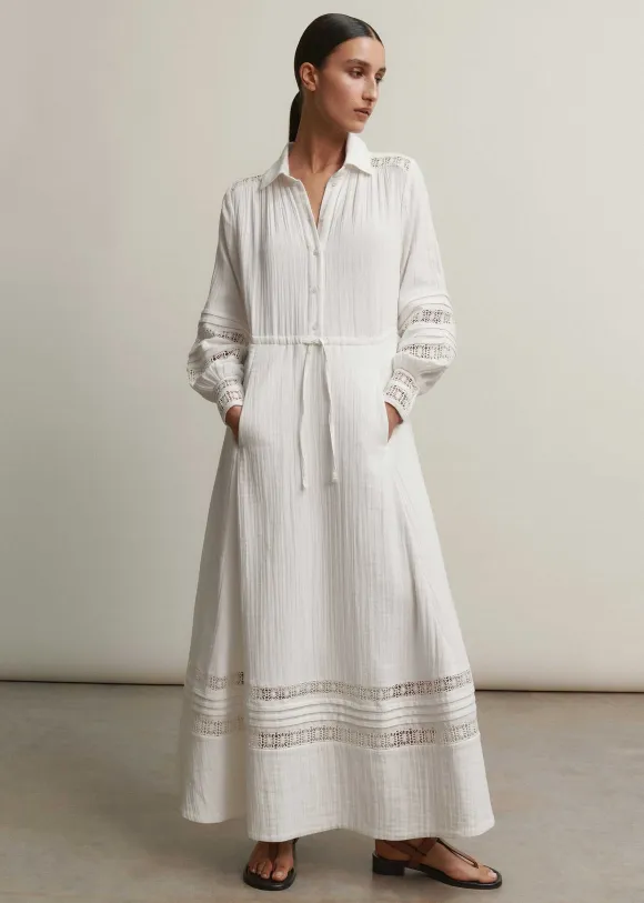 Cheesecloth Drawstring Maxi Dress