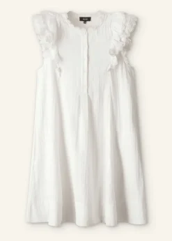 Cheesecloth Frill Short Swing Dress + Belt