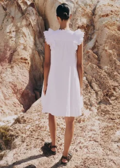 Cheesecloth Frill Short Swing Dress + Belt
