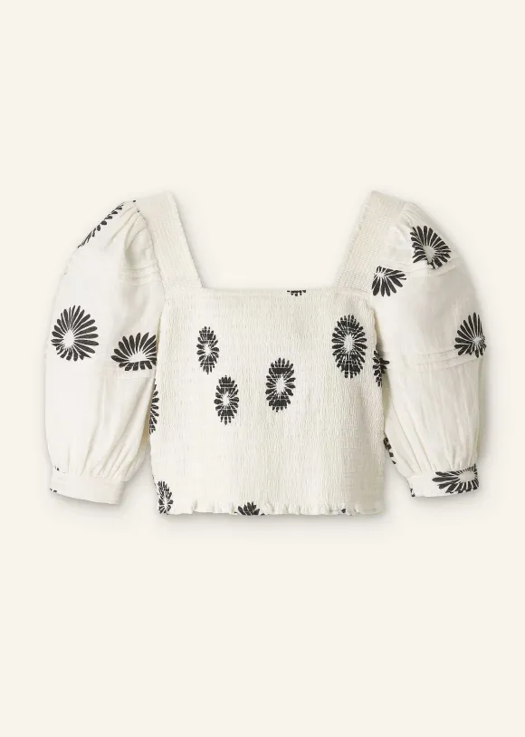 Cheesecloth Modern Daisy Print Blouse