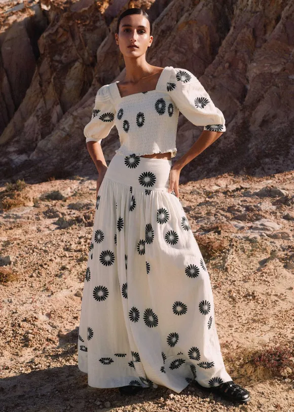 Cheesecloth Modern Daisy Print Blouse