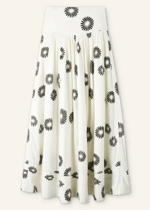 Cheesecloth Modern Daisy Print Maxi Skirt