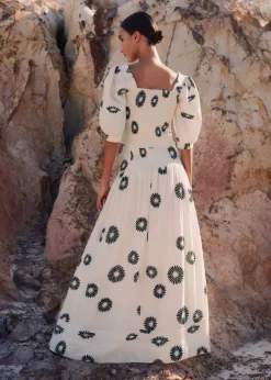 Cheesecloth Modern Daisy Print Maxi Skirt