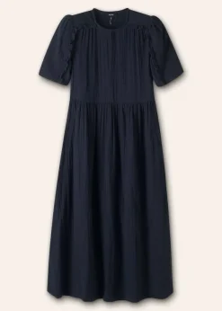 Cheesecloth Relaxed Ruffle Midi Dress