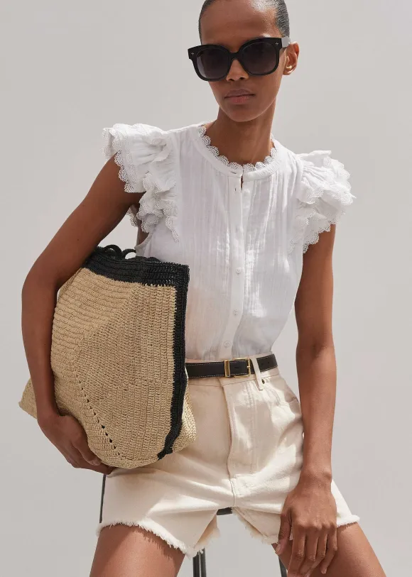 Cheesecloth Ruffle Sleeveless Blouse