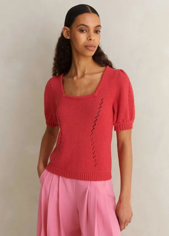 Chunky Cotton Fashioned Square Neck Tee
