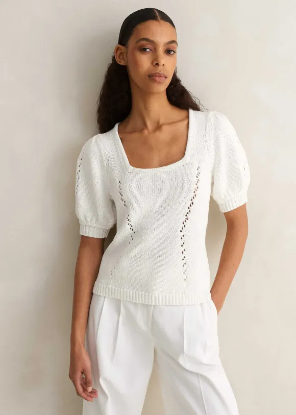 Chunky Cotton Fashioned Square Neck Tee