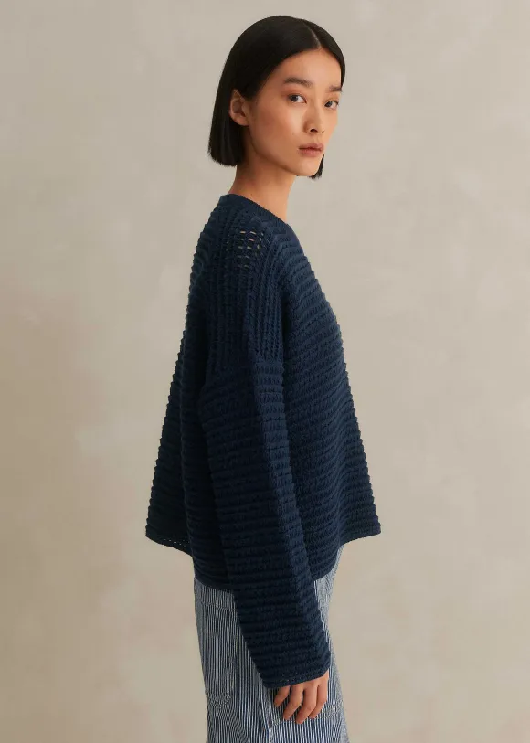 Chunky Cotton Open Stitch Box Jumper