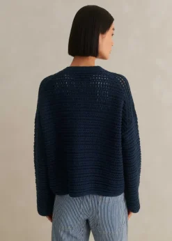 Chunky Cotton Open Stitch Box Jumper