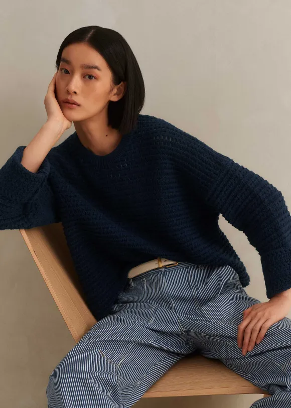 Chunky Cotton Open Stitch Box Jumper