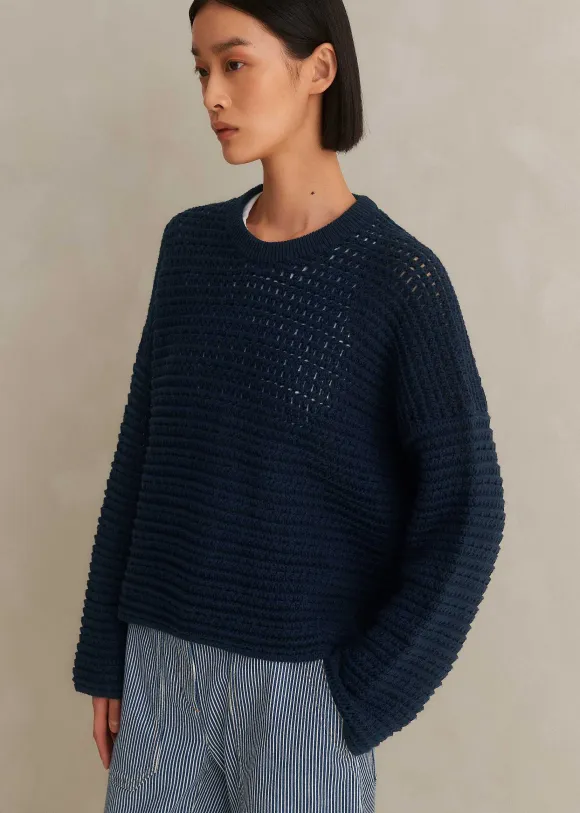 Chunky Cotton Open Stitch Box Jumper