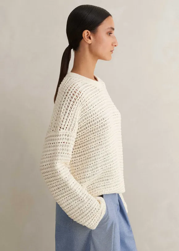 Chunky Cotton Open Stitch Box Jumper