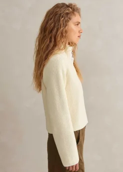 Chunky Cotton Rib Zip Through Cardigan
